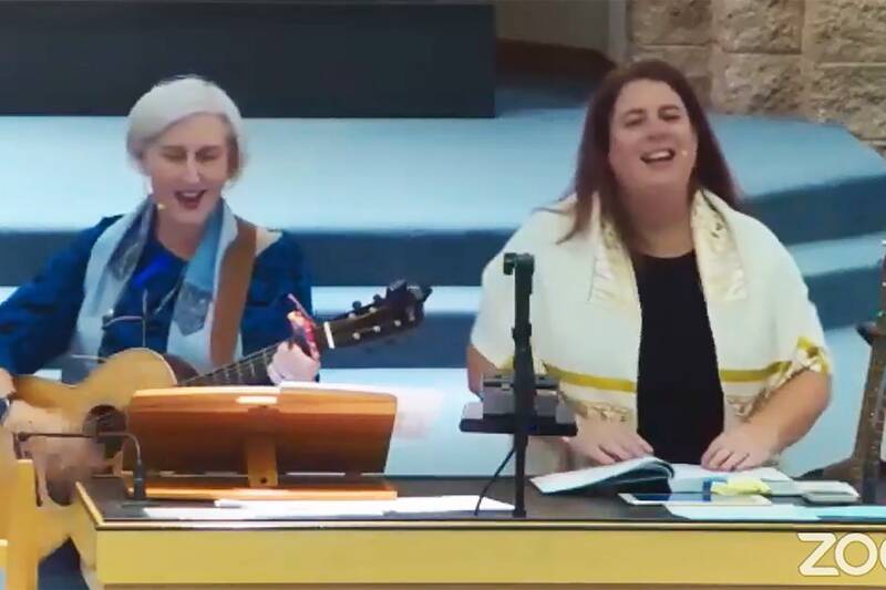 		                                
		                                		                            	                            	
		                            <span class="slider_description">Rabbi Celia Surget and Cantor Barbara Finn are our clergy. Our services are livestreamed on Zoom and Facebook, so our kehillah extends beyond our physical walls.</span>
		                            		                            		                            